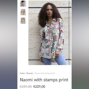 UNBREAK.IT Naomi with stamps print silk shirt Sz S